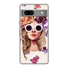 Чехол с картинкой Модные Девчонки Google Pixel 7A (Девушка в очках)