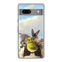 Чехол с мультфильмом Шрек на Google Pixel 7A – Шрек и осел