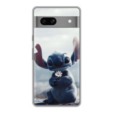 Чехол с рисунком Стич для Google Pixel 7A – Стич с цветочком