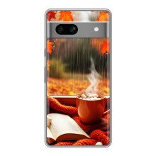Чехол с уникальным дизайном «Осень с кофе» для Google Pixel 7A – Кофе и дождь