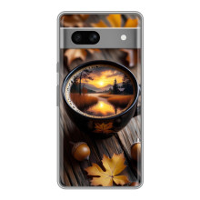 Чехол с уникальным дизайном «Осень с кофе» для Google Pixel 7A – Тёмный кофе