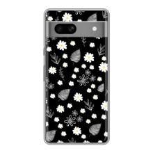 Чохли з тематикою "КВІТИ" на Google Pixel 7A (цвітіння на чорному)