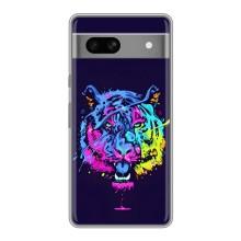 Силиконовый бампер с картинкой животных для Google Pixel 7A (Тигр-Арт)