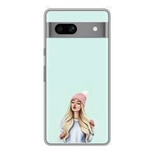 Силиконовый Чехол на Google Pixel 7A с картинкой Стильных Девушек – В шапке