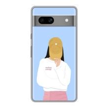 Силиконовый Чехол на Google Pixel 7A с картинкой Стильных Девушек – Желтая кепка