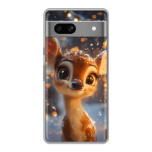 Яркий чехол для Google Pixel 7A с Зимними Оленятами – Оленёнок среди гирлянд