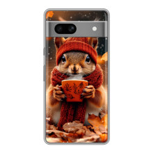 Печатный чехол «Зверята с кофе» для Google Pixel 7A – Белка с кофе
