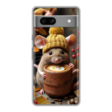 Печатный чехол «Зверята с кофе» для Google Pixel 7A – Медведь с кофе