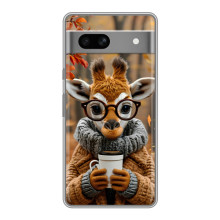 Печатный чехол «Зверята с кофе» для Google Pixel 7A – Жираф с кофе
