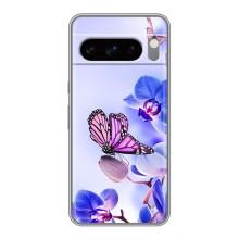 Чохли з квітами для Google Pixel 8 Pro (VPrint) (Метелик на квітах)