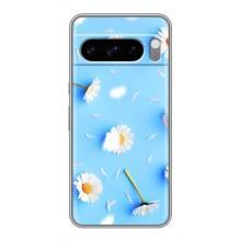 Чохол з Квітами для Google Pixel 8 Pro (ромашки на блакитному)
