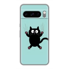 Чехол с милыми котиками на Гугл пиксель 8 Про – Черный кот