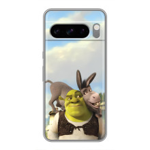 Чехол с мультфильмом Шрек на Google Pixel 8 Pro – Шрек и осел