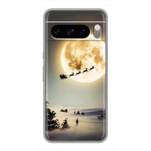 Новогодние, Праздничные Чехлы для Google Pixel 8 Pro - 2024 год (Санта на луне)