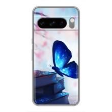 Силиконовый бампер с картинкой животных для Google Pixel 8 Pro (Бабочка синяя)