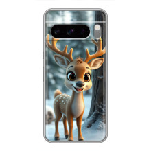 Яркий чехол для Google Pixel 8 Pro с Зимними Оленятами – Оленёнок в лесу