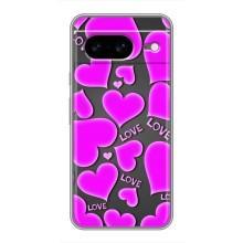 Чехлы для любимой на Google Pixel 8 Ґуґл Піксель 8 (VPrint) (Pink hearts)