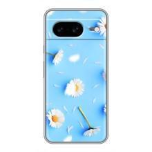Чохол з Квітами для Google Pixel 8 (ромашки на блакитному)