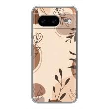 Чохол з квітковим принтом на Google Pixel 8 Ґуґл Піксель 8 (Коричневі квіти)