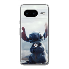Чехол с рисунком Стич для Google Pixel 8 – Стич с цветочком