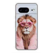 Чохол з принтом стильні тварини для Google Pixel 8 Ґуґл Піксель 8 (Лев в окулярах)