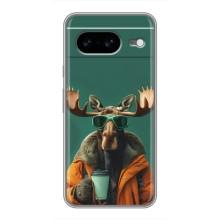Чохол з принтом стильні тварини для Google Pixel 8 Ґуґл Піксель 8 (Лось з кавою)