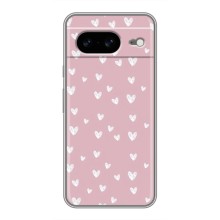 Чохол з розовим принтом для Google Pixel 8 (Сердечки на рожевому)