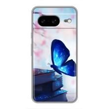 Силиконовый бампер с картинкой животных для Google Pixel 8 (Бабочка синяя)