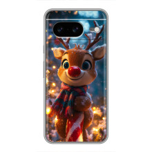 Яркий чехол для Google Pixel 8 с Зимними Оленятами – Олень в шарфе