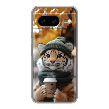 Печатный чехол «Зверята с кофе» для Google Pixel 8 – Тигр с кофе