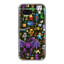 Чехол Майнкрафт на Google Pixel 8A (AlphaPrint) Minecraft (Коллаж Майнкрафт)