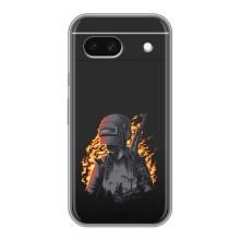 Силиконовый чехол с картинкой "Герой Pubg" на Google Pixel 8A – В огне