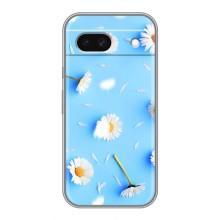 Чохол з Квітами для Google Pixel 8A (ромашки на блакитному)
