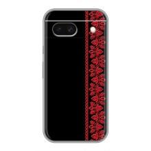 Силиконовый Чехол на Google Pixel 8A с картинкой Вышиванки – Вышиванка на черном