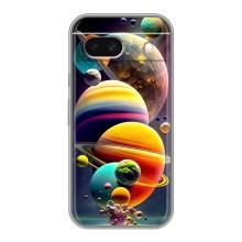 Чехол (ТПУ) с планетами на Google Pixel 8A – Солнечна система