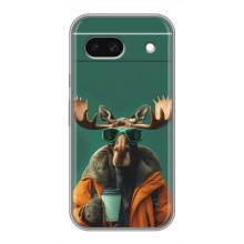 Чехол с принтом стильные животные для Пиксель 8а (Лось с кофе)