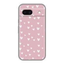 Чехол с розовым рисунком для Google Pixel 8A (Сердечки на розовом)