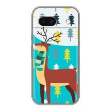 Силиконовый бампер с картинкой животных для Google Pixel 8A (Олень с шарфом)