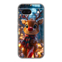 Яркий чехол для Google Pixel 8A с Зимними Оленятами – Олень в шарфе