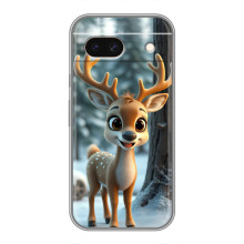 Яркий чехол для Google Pixel 8A с Зимними Оленятами – Оленёнок в лесу