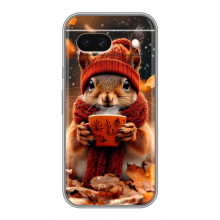 Печатный чехол «Зверята с кофе» для Google Pixel 8A – Белка с кофе