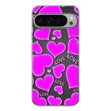 Чехлы для любимой на Пиксель 9 Про ХЛ (VPrint) (Pink hearts)