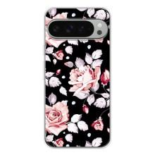 Чехлы с Цветами для Google Pixel 9 Pro XL (VPrint) (Цветочки на черном)