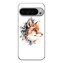 Чехлы с картинкой Лисички для Google Pixel 9 Pro XL (VPrint) (Лисичка в цветочках)