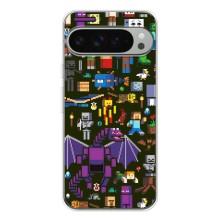 Чехол Майнкрафт на Google Pixel 9 Pro XL (AlphaPrint) Minecraft (Коллаж Майнкрафт)