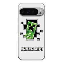 Чехол Майнкрафт на Google Pixel 9 Pro XL (AlphaPrint) Minecraft (крипер Майнкрафт)