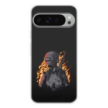 Силиконовый чехол с картинкой "Герой Pubg" на Google Pixel 9 Pro XL – В огне