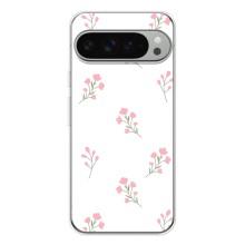 Чехол с розовым рисунком для Google Pixel 9 Pro XL (Розовые цветы)