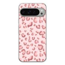Чехол с розовым рисунком для Google Pixel 9 Pro XL (Розовый леопард)