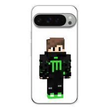 Чехлы для Google Pixel 9 Pro XL (Персонажи Майн Крафт) – Зеленый мальчик